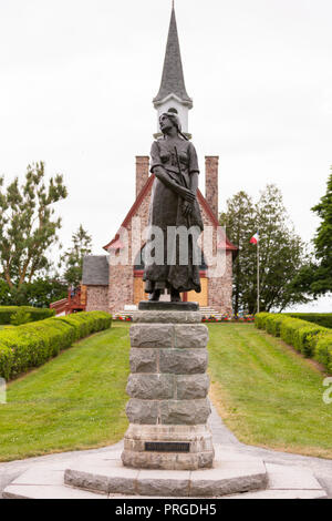 GRAND-PRE, Nova Scotia, Kanada - Statue von Evangeline, in Erinnerung an die Deportation der französischen Kanadier. Stockfoto