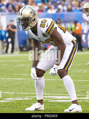 Oktober 2, 2018 - East Rutherford, New Jersey, USA - New Orleans Saints Cornerback Ken Crawley (20) Während ein NFL Spiel zwischen den New Orlean Heiligen und die New York Giants bei MetLife Stadium in East Rutherford, New Jersey. Die Heiligen die Riesen besiegte 33-18. Duncan Williams/CSM Stockfoto