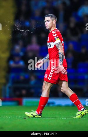 Ipswich, Suffolk, Großbritannien. 2. Oktober, 2018. 2. Oktober 2018, Portman Road, Ipswich, England; Sky Bet Meisterschaft Ipswich Town v Middlesbrough; Muhamed Besic (37) von Middlesbrough Credit: Georgie Kerr/News Bilder, Englische Fußball-Liga Bilder unterliegen DataCo Lizenz Credit: Aktuelles Bilder/Alamy leben Nachrichten Stockfoto