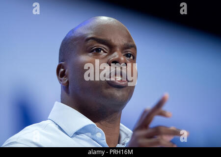 Birmingham, Großbritannien. 3. Oktober 2018. Shaun Bailey, konservativen Kandidaten für Londoner Bürgermeister, spricht auf dem Parteitag der Konservativen Partei in Birmingham. © Russell Hart/Alamy Leben Nachrichten. Stockfoto