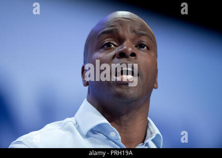 Birmingham, Großbritannien. 3. Oktober 2018. Shaun Bailey, konservativen Kandidaten für Londoner Bürgermeister, spricht auf dem Parteitag der Konservativen Partei in Birmingham. © Russell Hart/Alamy Leben Nachrichten. Stockfoto