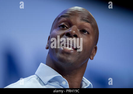 Birmingham, Großbritannien. 3. Oktober 2018. Shaun Bailey, konservativen Kandidaten für Londoner Bürgermeister, spricht auf dem Parteitag der Konservativen Partei in Birmingham. © Russell Hart/Alamy Leben Nachrichten. Stockfoto