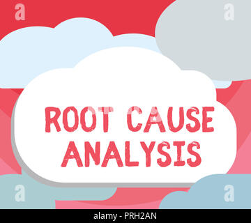 Handschrift Text schreiben Root Cause Analysis. Begriff Sinne Methode der Problemlösung finden Sie Fehler oder Problem. Stockfoto