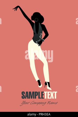 Frau Silhouette tanzen Jazz und lateinamerikanische Musik. Vector Illustration Stock Vektor