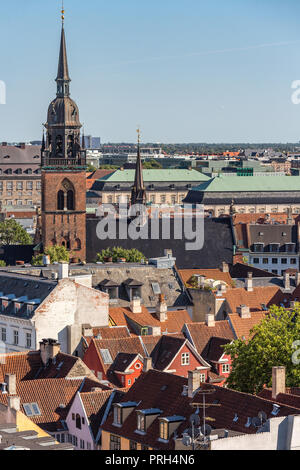 , Trinity Kirche Kirchturm Latin Quarter, Blick aus dem Turm Rundetarn Stockfoto