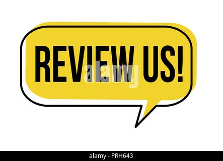 Bewerten Sie uns Sprechblase auf weißem Hintergrund, Vector Illustration Stock Vektor