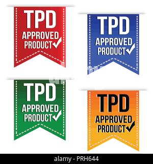 TDP (Richtlinie über Tabakerzeugnisse) zugelassenen Produkt Banner Design auf weißem Hintergrund, Vector Illustration Stock Vektor