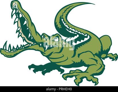 Krokodil Cartoon. Tier Cartoon Character Vector Illustration. Stock Vektor