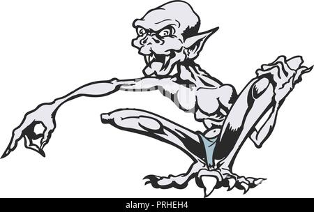 Skinny Cartoon Monster. Cartoon Character Vector Illustration. Stock Vektor