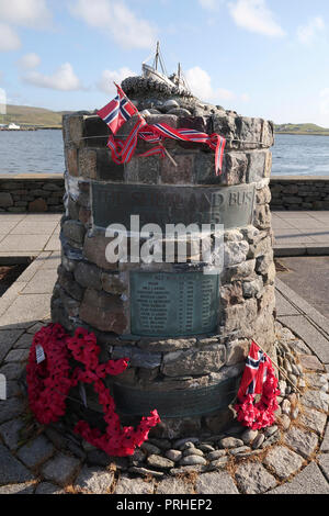 Denkmal für die Shetland Bus Betrieb in Kriegszeiten Scalloway Shetland Stockfoto