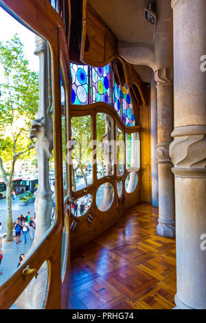 Innenraum der Edle Stock der Casa Batlló von Antoni Gaudi, Barcelona, Spanien Stockfoto