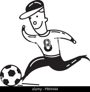 Junge spielt Fußball. cartoon Vector Illustration. Stock Vektor