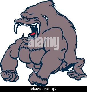 Tier starke Gorilla cartoon Charakter. Vector Illustration. Stock Vektor