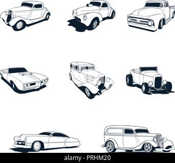 Oldtimer Sammlung eingestellt. Vector Illustration. Stock Vektor