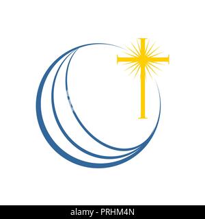 Welt globale Aufklärung Kreuz Kirche Vektor Symbol Grafik Logo Design Template Stock Vektor