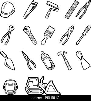 Vector Construction Tools Symbol gesetzt. Vector Illustration.. Sammlung Stock Vektor