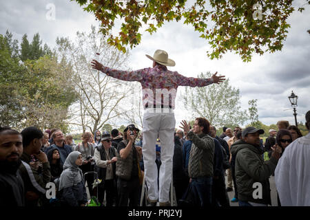 Speakers' Corner, der öffentliche Raum des Hyde Park in London. Stockfoto