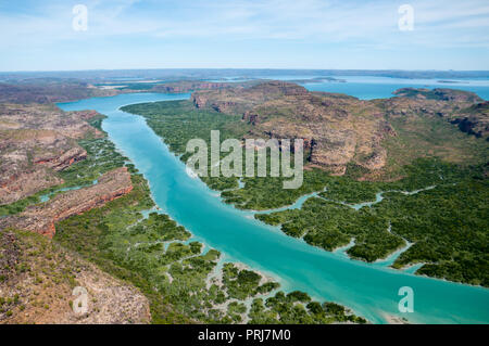 Luftaufnahme von Porose Creek, Prince Frederick Harbour, Kimberley Coast, Australien Stockfoto