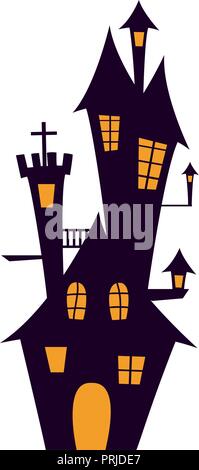 Halloween verwunschenen Schloss Szene Vector Illustration Design Stock Vektor