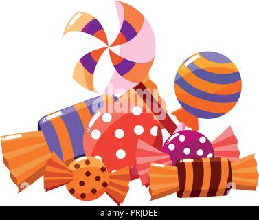 Halloween süßes Bonbons Symbole Vector Illustration Design Stock Vektor