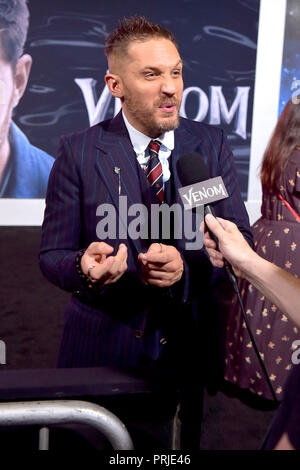 Tom Hardy an der 'Gift' Premiere im Regency Dorf Theater am 1. Oktober in Westwood, Kalifornien 2018. Stockfoto