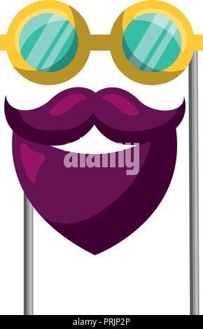 Brille und Bart Bart Karneval Kostüm Party Stock Vektor