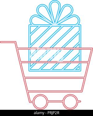 Cyber Monday online Warenkorb Geschenk neon Stock Vektor