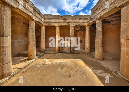 Archäologische Ausgrabung in den Gräbern der Könige museum in Paphos auf Zypern. Ein Beispiel für die frühen römischen Architektur Stockfoto