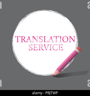 Handschrift Text schreiben Translation Service. Konzept Bedeutung der entsprechenden Zielsprache aus der Muttersprache. Stockfoto