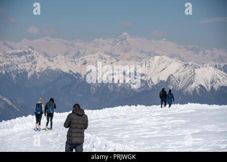 Zu Fuß durch Lookout auf dem Monte Baldo, Malcesine, Gardasee, Italien Stockfoto