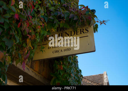 Shoemenders Schild, neue romney High Street Geschäfte, um 1450, kent, großbritannien Stockfoto