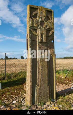 St. Orland Stein, einem hohen Piktischen Kreuz-Platte, zwischen Glamis und Forfar, Angus, Schottland. Stockfoto