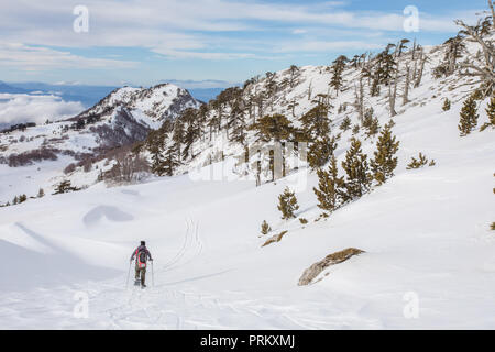 Wandern im Schnee Stockfoto