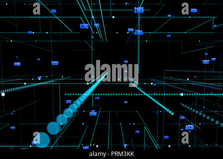 Data Technology abstract futuristischen Hintergrund. Punkte und Linien auf dunklem Hintergrund. Grosse Daten Visualisierung. Stockfoto