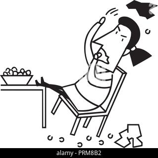 Vektor handgezeichnete Illustrationen. Mädchen weg werfen ein Papier, in dem die Milch in einem separaten Behälter. Stock Vektor