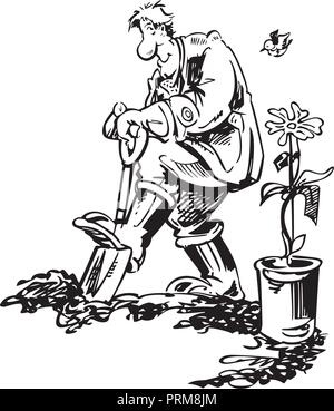 Gärtner arbeiten cartoon Vector Illustration Stock Vektor