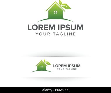 Green Home eco-house Art Logo Design Konzept Stock Vektor