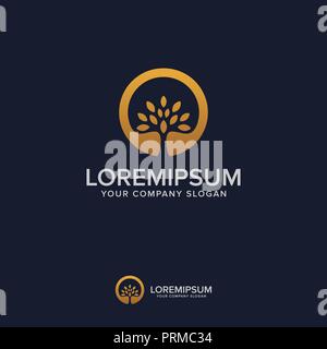 Baum luxus Logo Design Konzept Vorlage Stock Vektor
