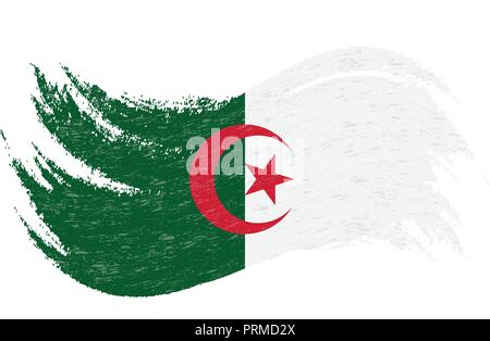 Nationalflagge von Algerien, mit Pinselstrichen, auf einem weißen Hintergrund. Vector Illustration. Stock Vektor