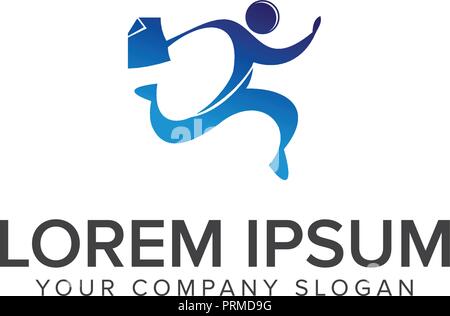 Laufende Geschäftsmann Symbol logo Design Konzept Vorlage Stock Vektor