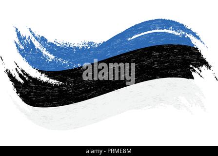 Nationalflagge von Estland, mit Pinselstrichen, auf einem weißen Hintergrund. Vector Illustration. Stock Vektor