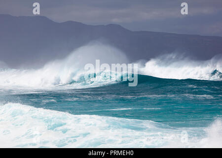 Wellen an Hookipa im Norden von Maui, Hawaii. Stockfoto