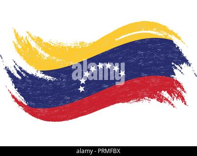 Nationalflagge von Venezuela, mit Pinselstrichen, auf einem weißen Hintergrund. Vector Illustration. Stock Vektor