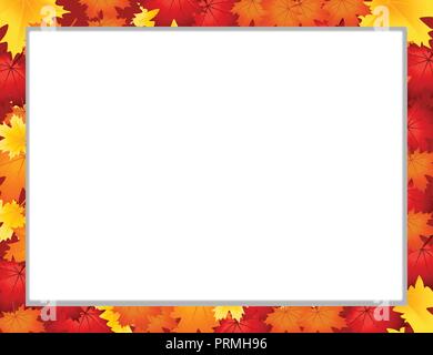 Vektor Rahmen, Grenze zu gefallen Herbst leafage mit kopieren. Abstrakte herbstliche Vorlage mit Maple Leaves. Fallen saisonale Grußkarten, Poster, Fl Stock Vektor