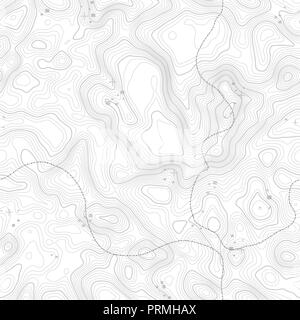 Nahtlose Muster. Topografische Karte Hintergrund mit Platz für Kopie nahtlose Textur. Line Topographie Karte Kontur Hintergrund, geographischen Raster. Berg Wanderweg über Gelände. Stock Vektor