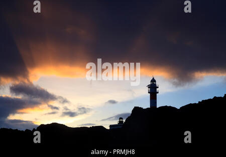 Leuchtturm Faro de Teno, Teneriffa Stockfoto