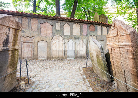 Europa, Tschechien, Böhmen, Prag, UNESCO-Welterbe, Jüdischer Friedhof Stockfoto