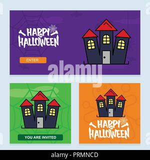 Happy Halloween Einladung Design mit gejagt Haus Vektor Stock Vektor