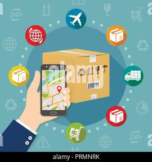 Liefer- Paket bestellen flache Design Konzept Vector Illustration Stock Vektor