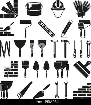 Schwarze und weiße 30 Bau silhouette Elemente Stock Vektor